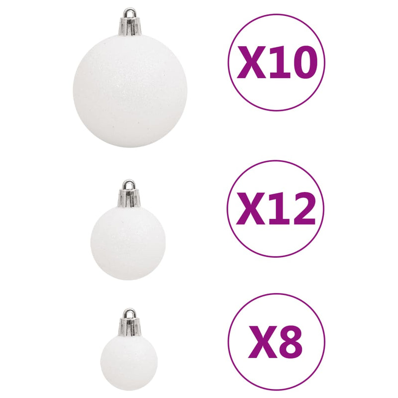 111 Piece Christmas Bauble Set White Polystyrene Payday Deals