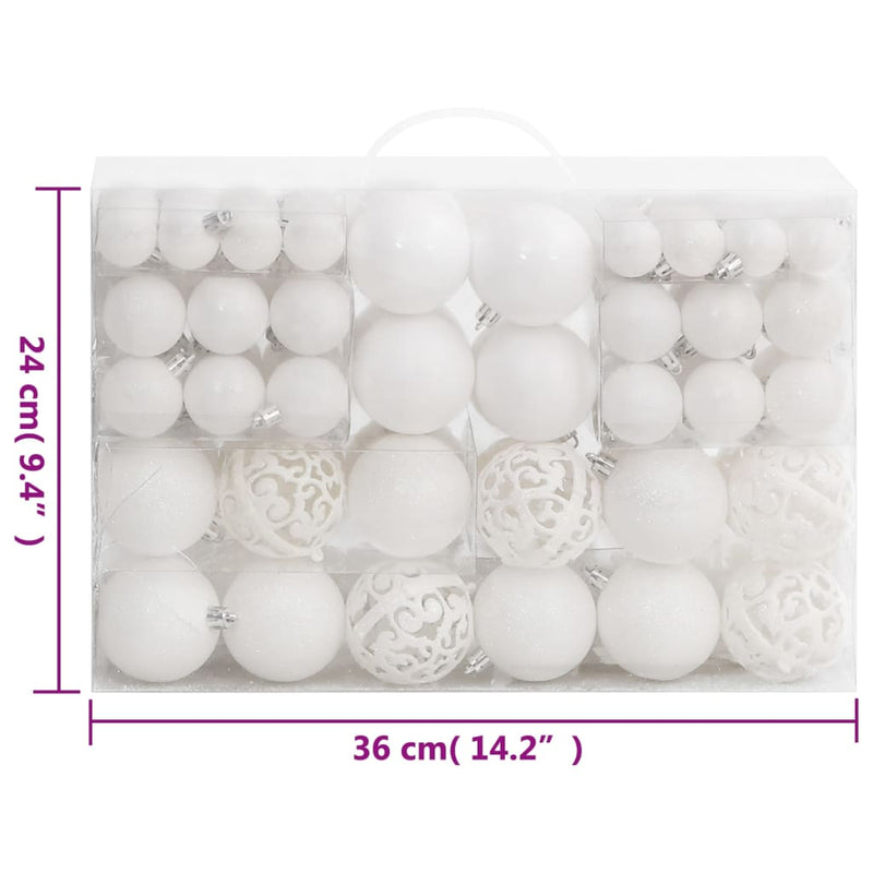 111 Piece Christmas Bauble Set White Polystyrene Payday Deals