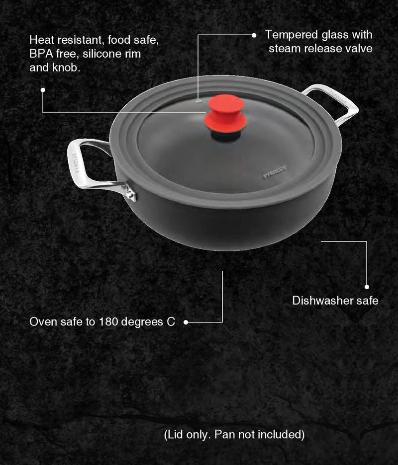 Pyrolux Universal Pot & Pan Glass Lid, 20/22/24cm