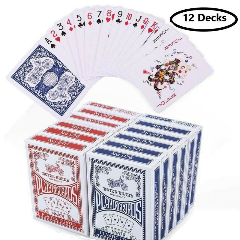 12 Decks CLASSIC PLAYING CARDS Standard Faces Mix Of Red & Blue BULK Payday Deals