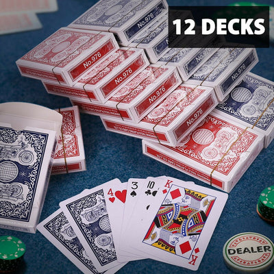 12 Decks CLASSIC PLAYING CARDS Standard Faces Mix Of Red & Blue BULK Payday Deals