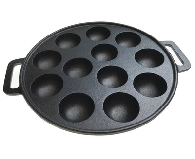 12 Dimple Cast Iron Poffertjes Mini Dutch Pancake Cake Pan with Handles Maker Payday Deals