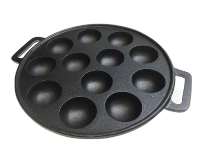 12 Dimple Cast Iron Poffertjes Mini Dutch Pancake Cake Pan with Handles Maker Payday Deals