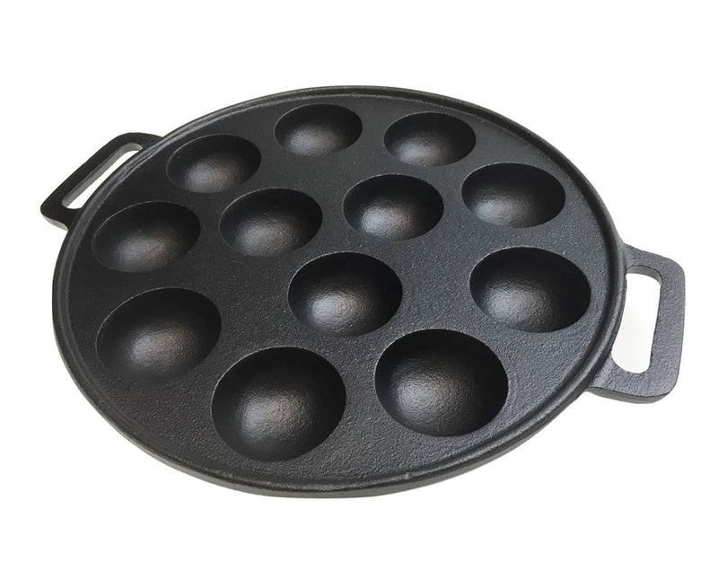 12 Dimple Cast Iron Poffertjes Mini Dutch Pancake Cake Pan with Handles Maker Payday Deals