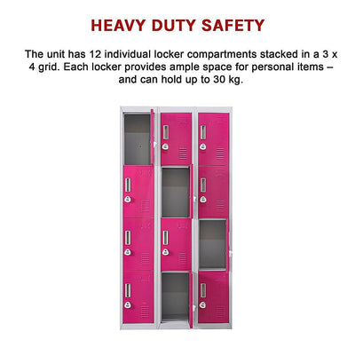 12-Door Locker for Office Gym Shed School Home Storage - 3-Digit Combination Lock Payday Deals