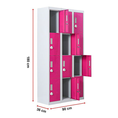 12-Door Locker for Office Gym Shed School Home Storage - 3-Digit Combination Lock Payday Deals