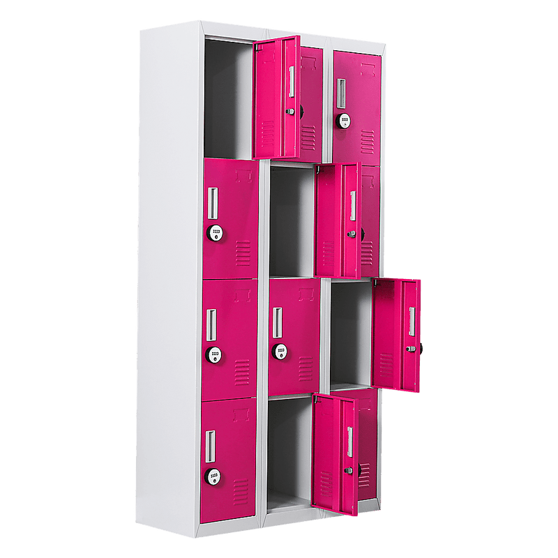 12-Door Locker for Office Gym Shed School Home Storage - 4-Digit Combination Lock Payday Deals