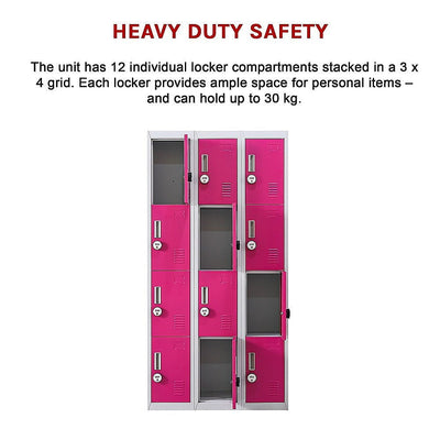 12-Door Locker for Office Gym Shed School Home Storage - 4-Digit Combination Lock Payday Deals