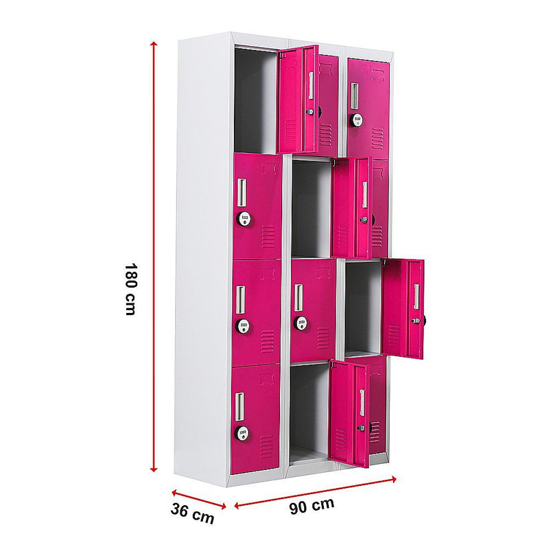 12-Door Locker for Office Gym Shed School Home Storage - 4-Digit Combination Lock Payday Deals