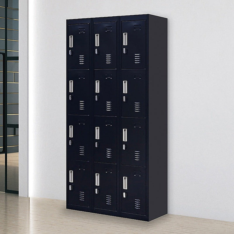 12-Door Locker for Office Gym Shed School Home Storage - Padlock-operated Payday Deals