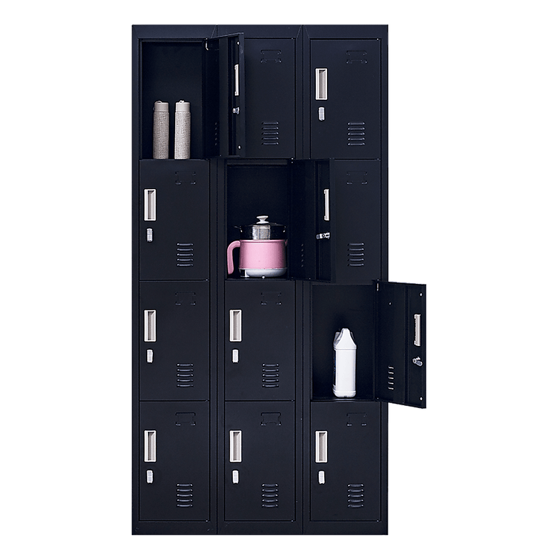 12-Door Locker for Office Gym Shed School Home Storage - Padlock-operated Payday Deals