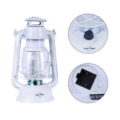 12 LED Solid Metal Camping Hurricane Lantern - White Payday Deals