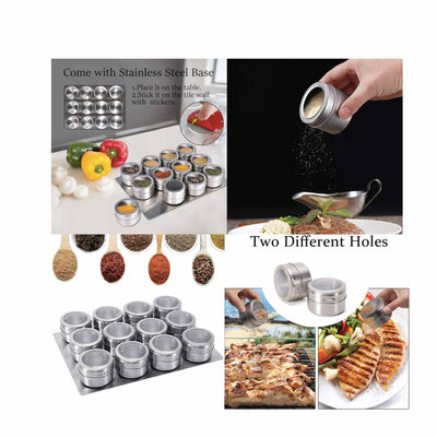 12 Magnetic Spice Jar Tins and Steel Plate - 150g Seasoning Storage Containers Payday Deals