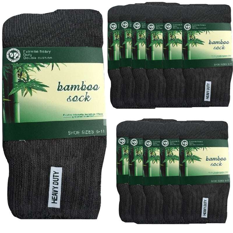 12 Pairs BAMBOO SOCKS Mens Heavy Duty Premium Thick Work Socks Cushion BULK Payday Deals