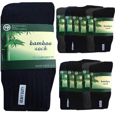 12 Pairs BAMBOO SOCKS Mens Heavy Duty Premium Thick Work Socks Cushion BULK Payday Deals