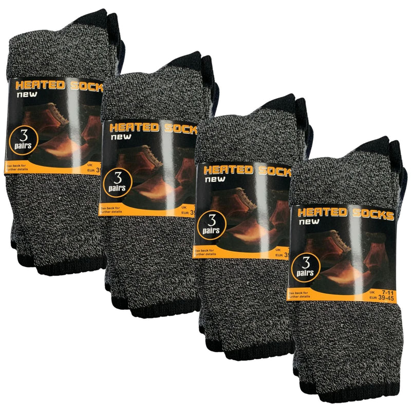 12 Pairs Mens THERMAL HEATED SOCKS Warm Winter Comfort Mens Work Size UK 7-11 Payday Deals