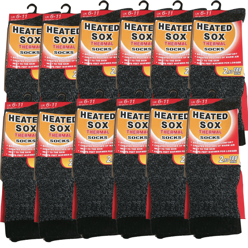 12 Pairs Mens THERMAL HEATED SOCKS Warm Winter Comfort Mens Work Sox Ski BULK Payday Deals