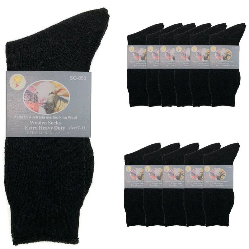 12 Pairs Merino Wool Blend Woolen Work Socks Hiking Heavy Duty Warm Thermal BULK Payday Deals