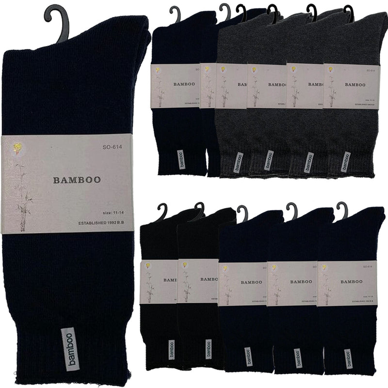 12 Pairs PREMIUM BAMBOO SOCKS Mens Heavy Duty Thick Work Socks BULK Cushion Payday Deals