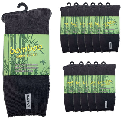 12 Pairs PREMIUM BAMBOO SOCKS Mens Heavy Duty Thick Work Socks Cushion BULK Payday Deals