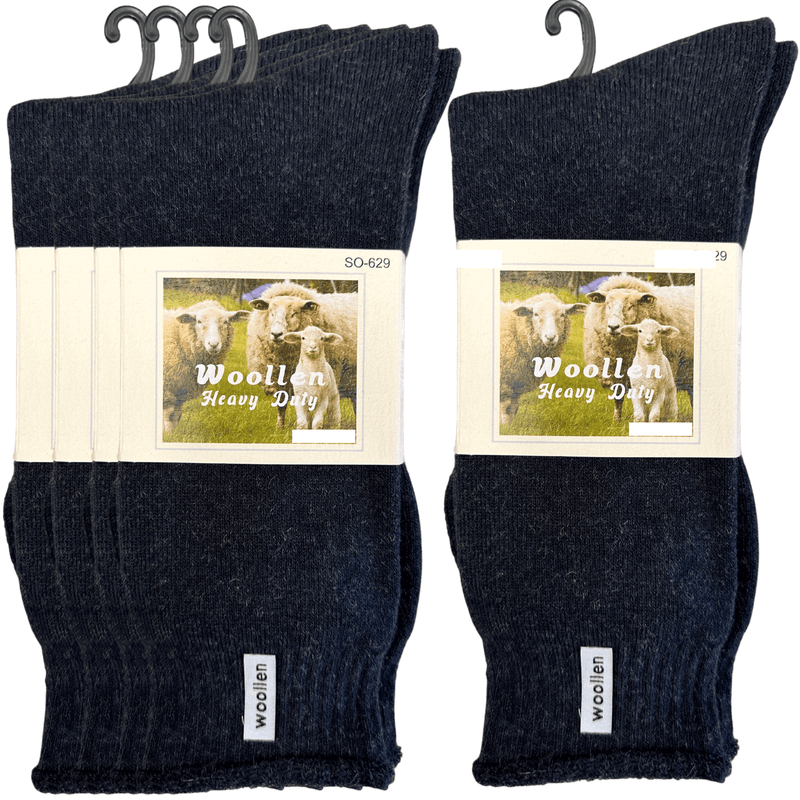 12 Pairs Premium Mens Wool Heavy Duty Thick Work Socks Cushion Woolen - Navy Payday Deals