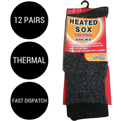 12 Pairs Thermal Heated Socks w/ BONUS Hot Water Bottle Warm Winter Pack Payday Deals