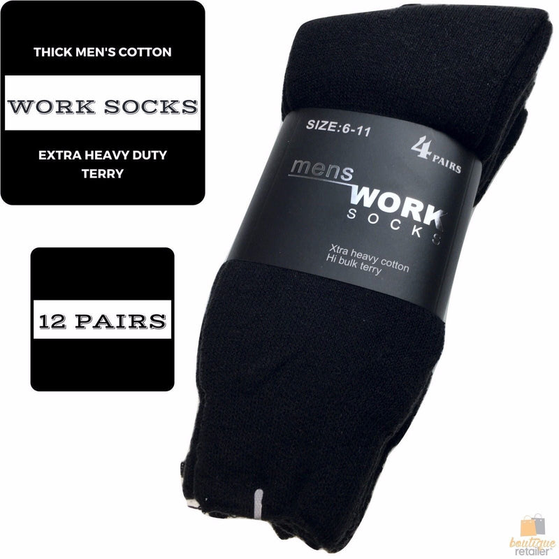 12 Pairs THICK WORK SOCKS Terry Cotton Extra Heavy Duty Outdoor Warm Men&