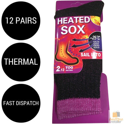 12 Pairs Womens THERMAL HEATED SOCKS Warm Winter Comfort Work Sox Ski BULK Payday Deals