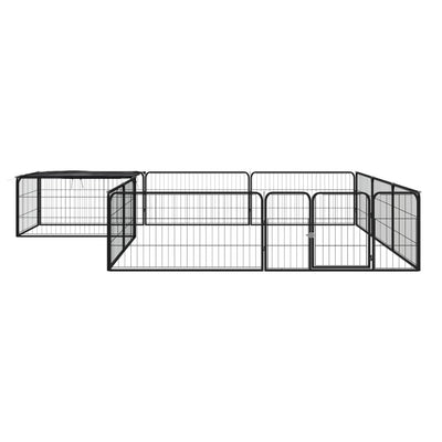12-Panel Dog Playpen Black 100x50 cm Powder-coated Steel Payday Deals