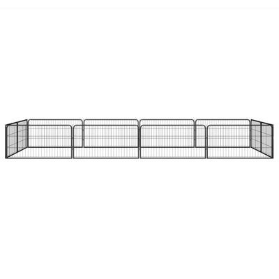 12-Panel Dog Playpen Black 100x50 cm Powder-coated Steel Payday Deals