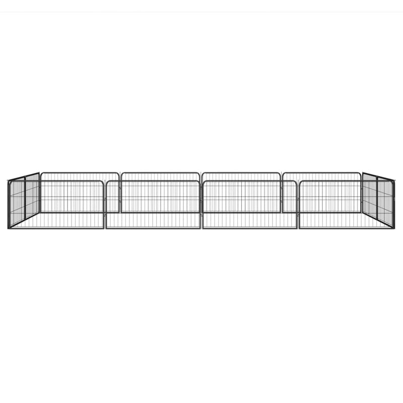 12-Panel Dog Playpen Black 100x50 cm Powder-coated Steel Payday Deals