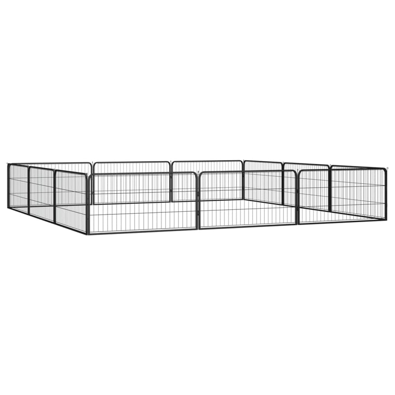 12-Panel Dog Playpen Black 100x50 cm Powder-coated Steel Payday Deals