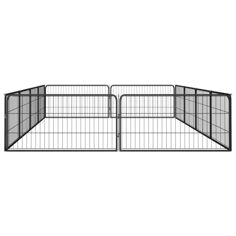 12-Panel Dog Playpen Black 100x50 cm Powder-coated Steel Payday Deals
