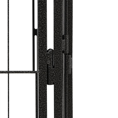 12-Panel Dog Playpen Black 100x50 cm Powder-coated Steel Payday Deals