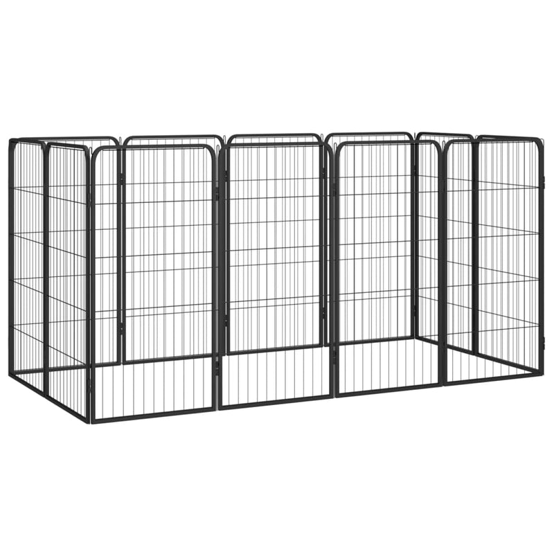 12-Panel Dog Playpen Black 50x100 cm Powder-coated Steel Payday Deals