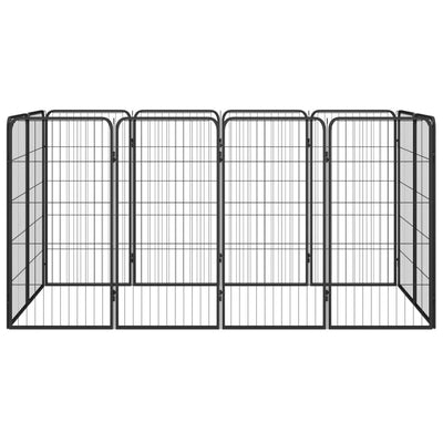 12-Panel Dog Playpen Black 50x100 cm Powder-coated Steel Payday Deals