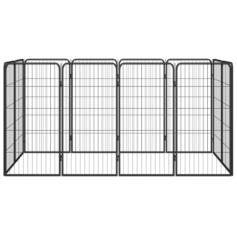 12-Panel Dog Playpen Black 50x100 cm Powder-coated Steel Payday Deals