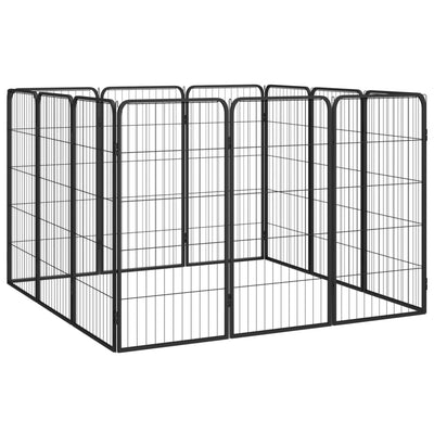 12-Panel Dog Playpen Black 50x100 cm Powder-coated Steel Payday Deals