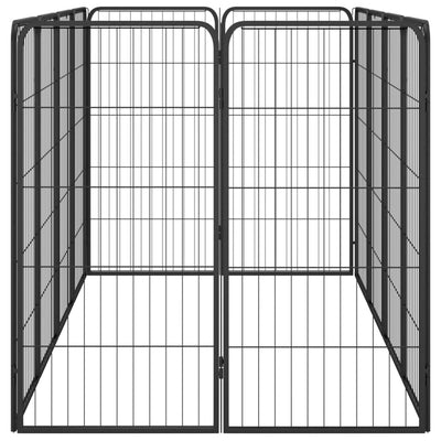 12-Panel Dog Playpen Black 50x100 cm Powder-coated Steel Payday Deals