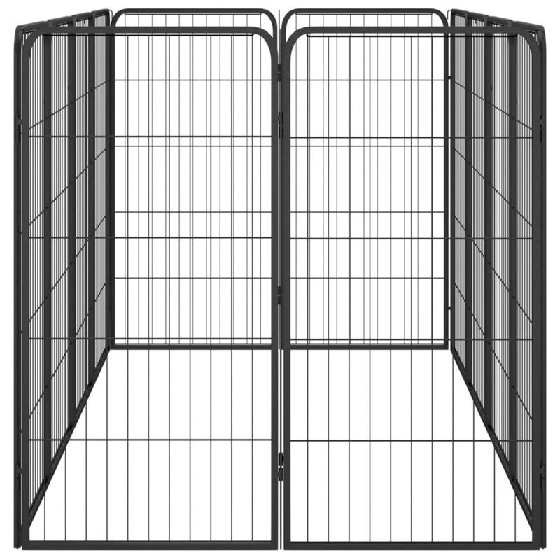 12-Panel Dog Playpen Black 50x100 cm Powder-coated Steel Payday Deals