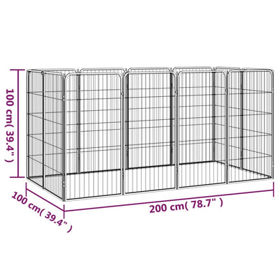 12-Panel Dog Playpen Black 50x100 cm Powder-coated Steel Payday Deals