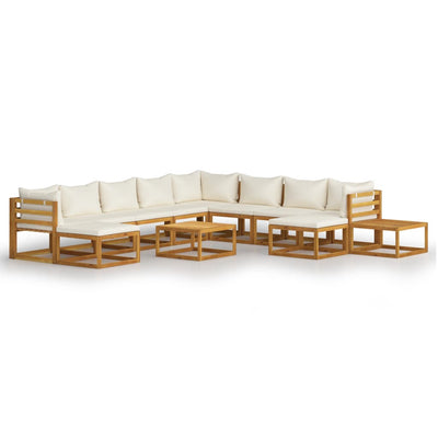 12 Piece Garden Lounge Set with Cushion Cream Solid Acacia Wood Payday Deals