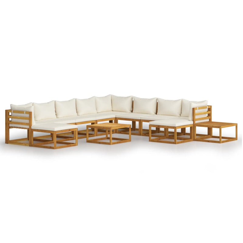 12 Piece Garden Lounge Set with Cushion Cream Solid Acacia Wood Payday Deals