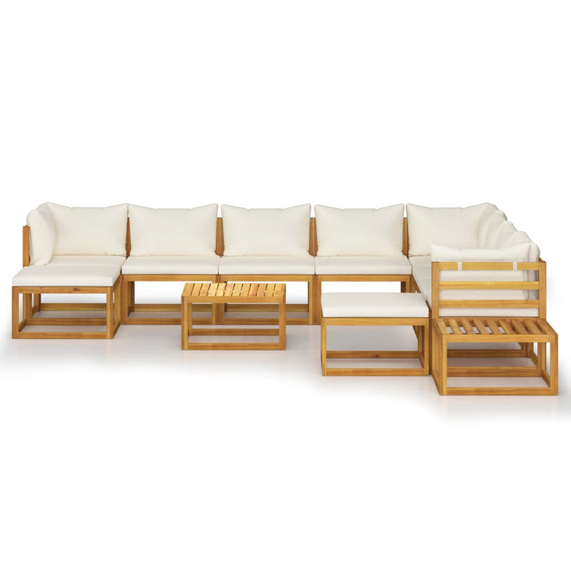 12 Piece Garden Lounge Set with Cushion Cream Solid Acacia Wood Payday Deals