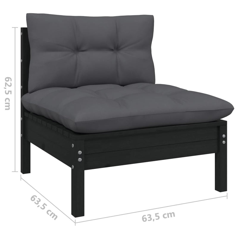 12 Piece Garden Lounge Set with Cushions Black Pinewood Payday Deals