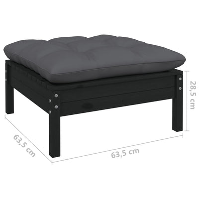 12 Piece Garden Lounge Set with Cushions Black Pinewood Payday Deals