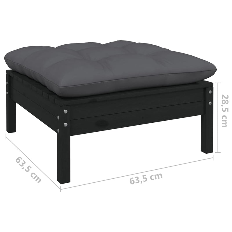12 Piece Garden Lounge Set with Cushions Black Pinewood Payday Deals