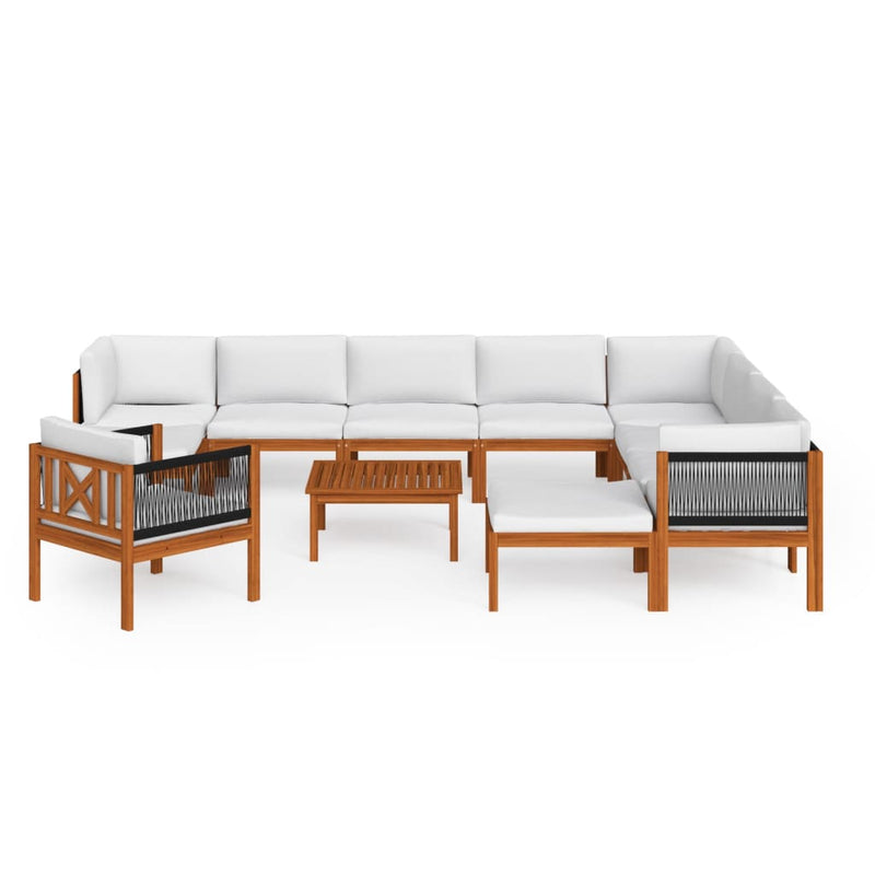 12 Piece Garden Lounge Set with Cushions Cream Solid Acacia Wood Payday Deals