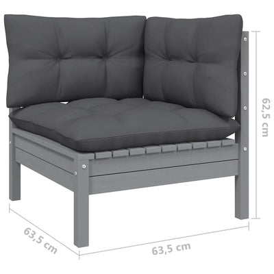 12 Piece Garden Lounge Set with Cushions Grey Pinewood Payday Deals