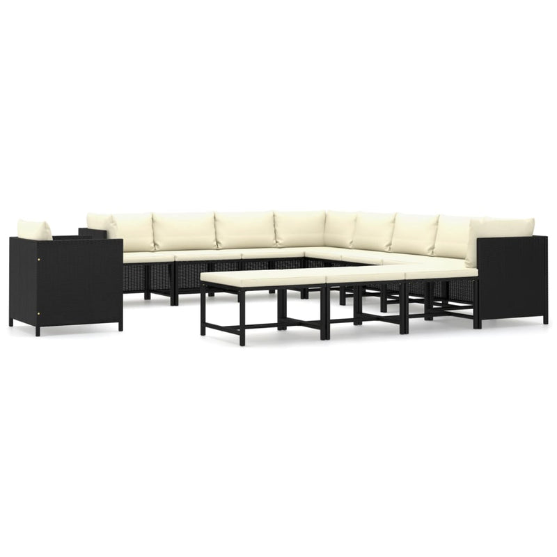 12 Piece Garden Lounge Set with Cushions Poly Rattan Black Payday Deals